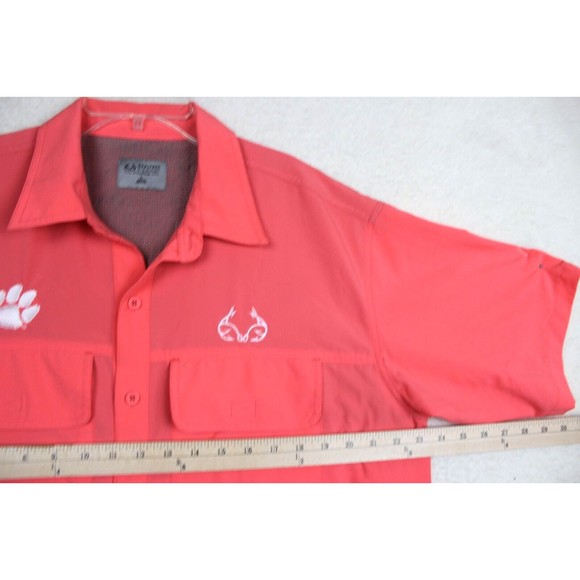 Real Tree Clemson Embroidered Vented Fishing Shirt Men's Size Large Orange - Picture 4 of 10
